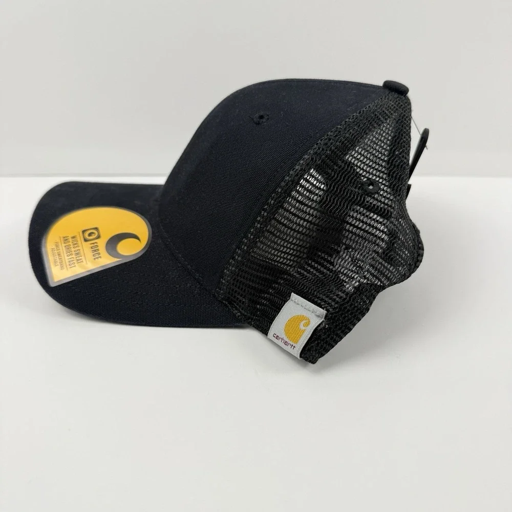 Carhartt Hat Black Canvas Mesh Adjustable Snapback Dad Cap Workwear Trucker NEW
